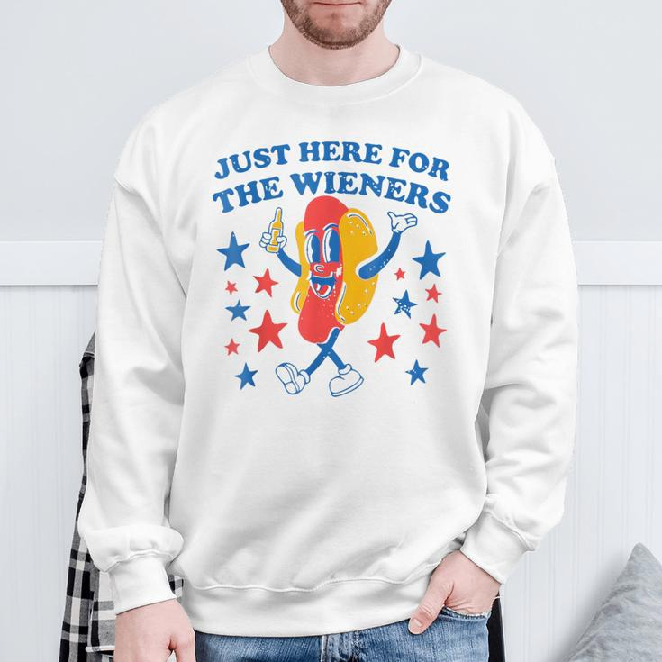Hot Dog I'm Just Here For The Wieners 4Th Of July Sweatshirt Gifts for Old Men