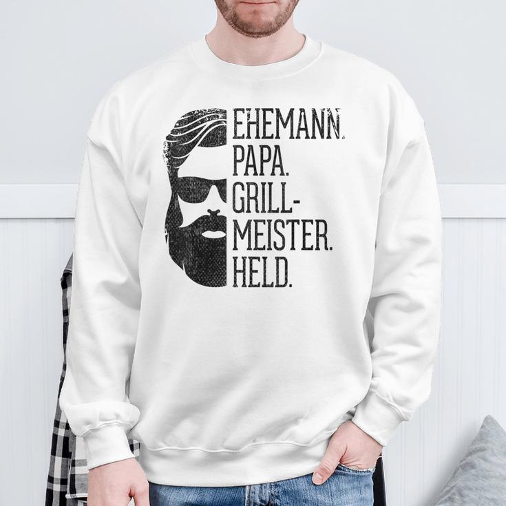 Husann Papa Grillmeister Held Griller Dad Grandpa Gray S Sweatshirt Geschenke für alte Männer