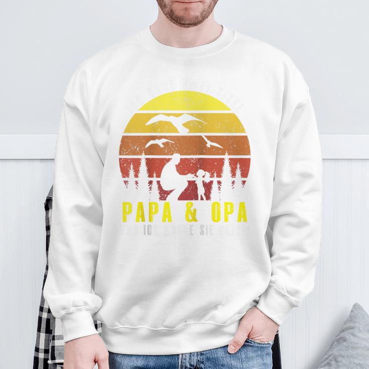 Ich Habe Zwei Titel Papa & Opa Und Ich Rocke Sie Beide Raglan Sweatshirt Geschenke für alte Männer