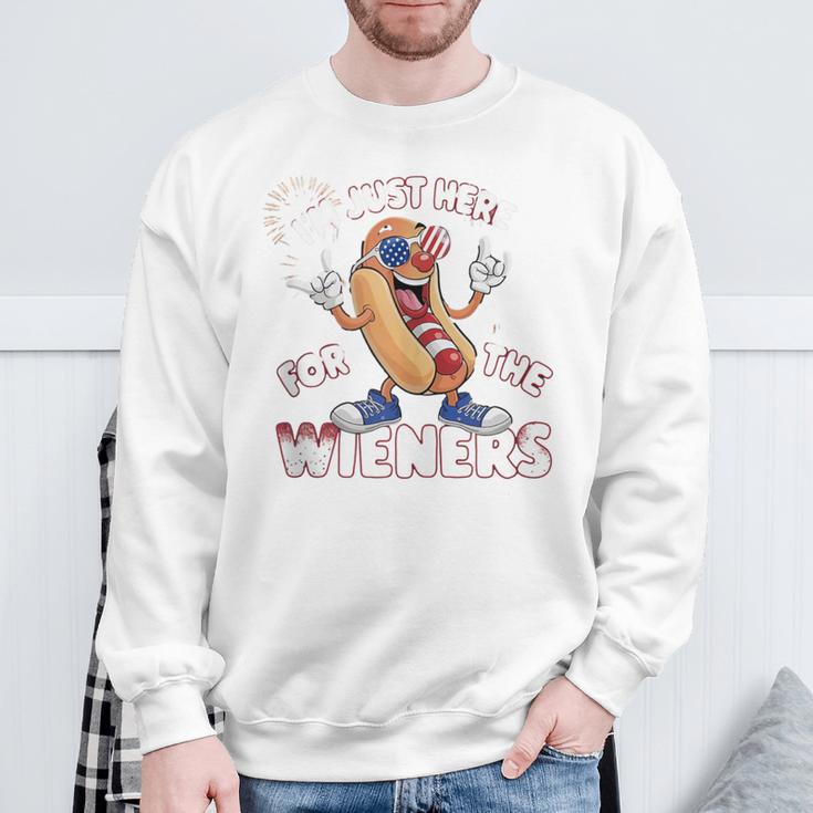 I'm Just Here For The Weiners 4Th Of July Patriotic Hot Dog Sweatshirt Gifts for Old Men