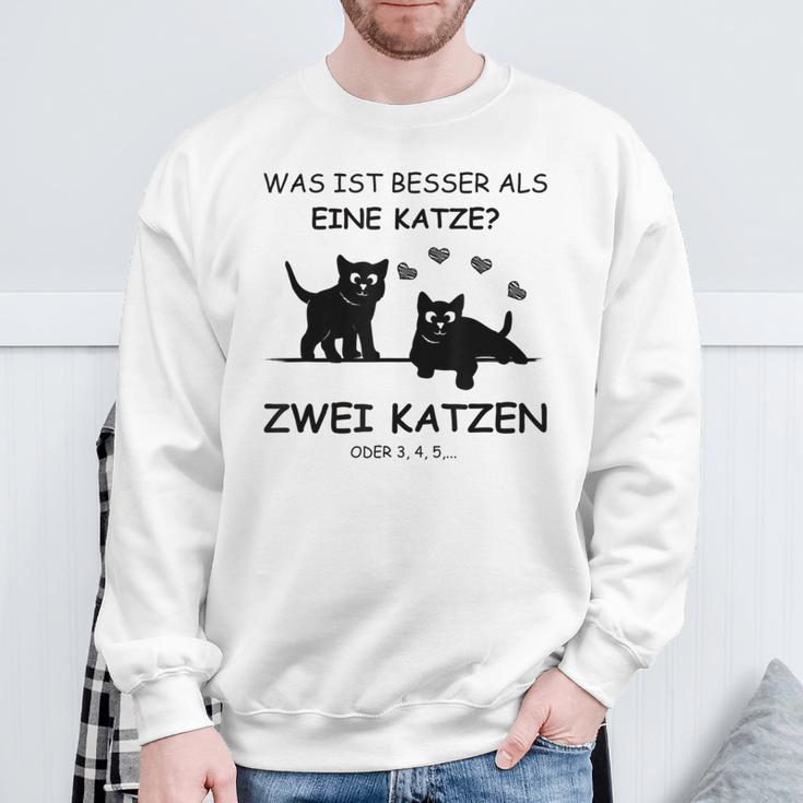 Was Ist Besser Als Eine Katze Two Cats Sweatshirt Geschenke für alte Männer