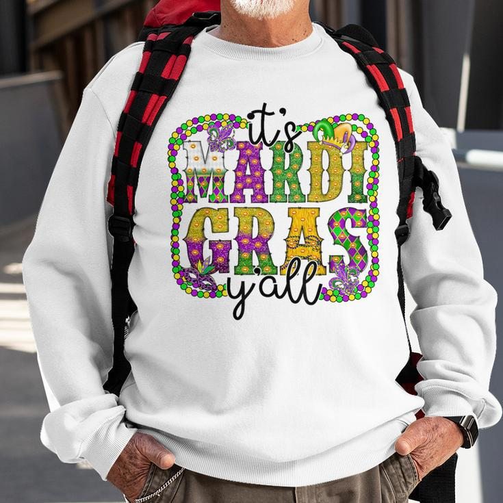 It's Mardi Gras Y'all Parade Festival Beads Mask Feathers Sweatshirt Gifts for Old Men