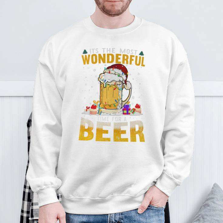 Its The Most Wonderful Time For A Beer Christmas Santa Light Sweatshirt Gifts for Old Men