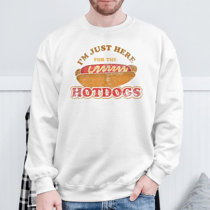 Im Just Here For The Hot Dogs Foodie Weiner Hot Dog Sweatshirt Gifts for Old Men