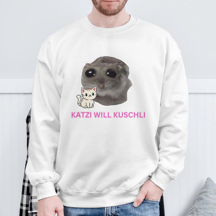 Katzi Will Kuschli Sad Hamster Meme Sweatshirt Geschenke für alte Männer