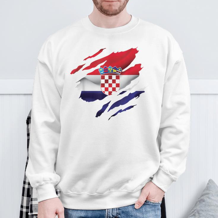 Kroatien Flagge Kroatisch Croatia Kinder Kroatien Hrvatska Sweatshirt Geschenke für alte Männer