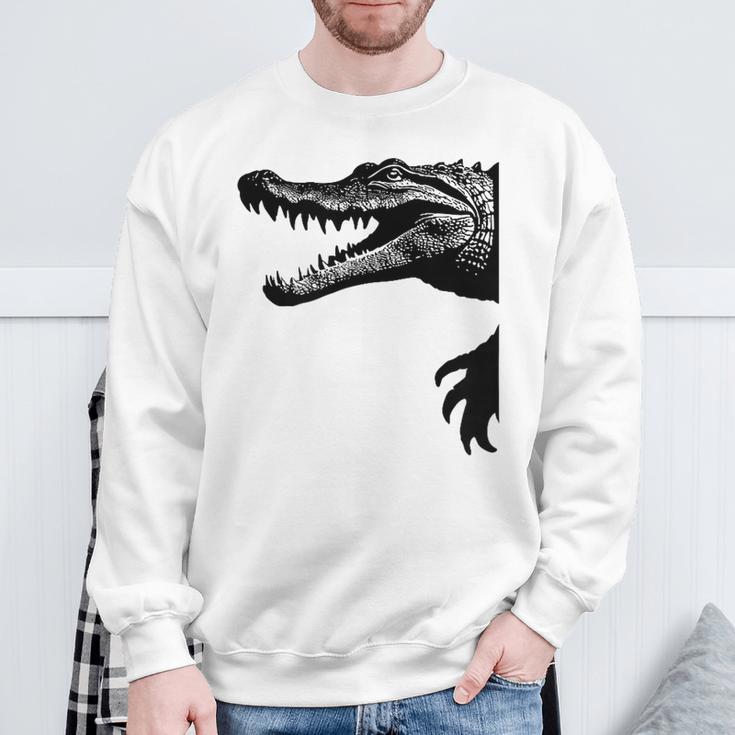 Krokodil Silhouette Mit Kralle Fun Mitgebsel Füratertag Sweatshirt Geschenke für alte Männer