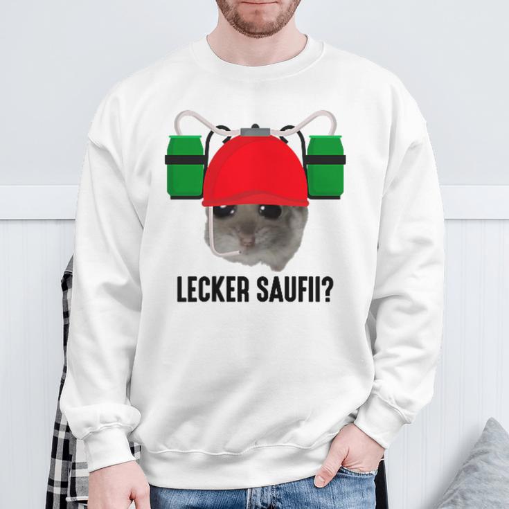 Lecker Saufii Bierchen X Sad Hamster Meme Bier Bierhelm Sweatshirt Geschenke für alte Männer