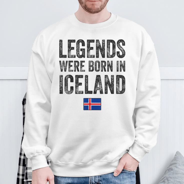Legends Were Born In Iceland Icelandic Flag Pride Roots Sweatshirt Gifts for Old Men