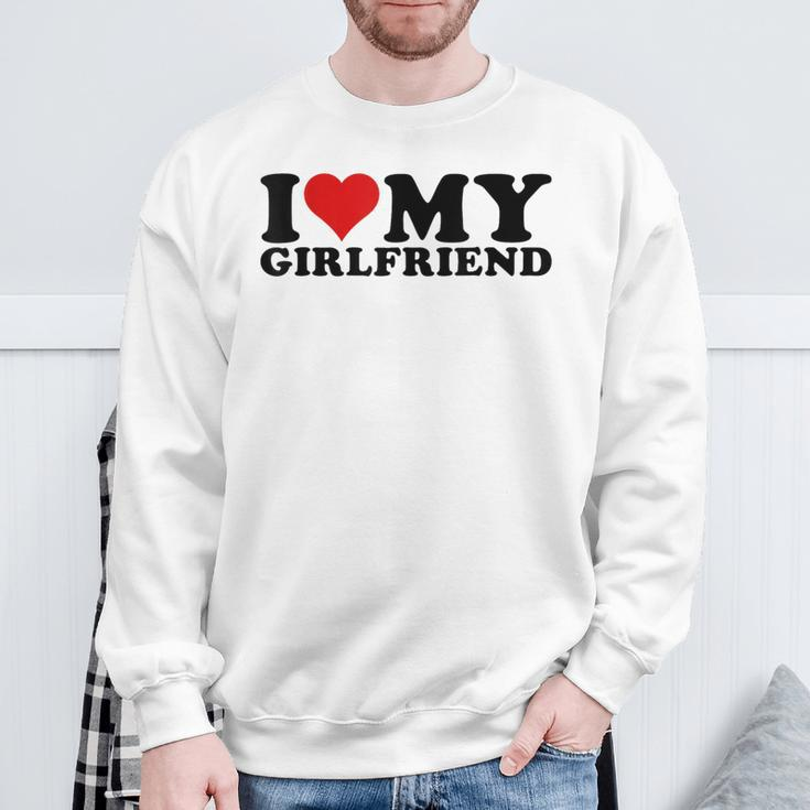 I Love My Girlfriend Gf I Heart My Girlfriend Gf White Sweatshirt Gifts for Old Men
