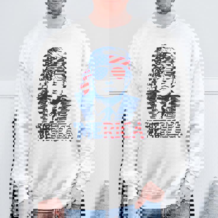 'Merica Trump Happy 4Th Of July Trump American Flag Sweatshirt Gifts for Old Men