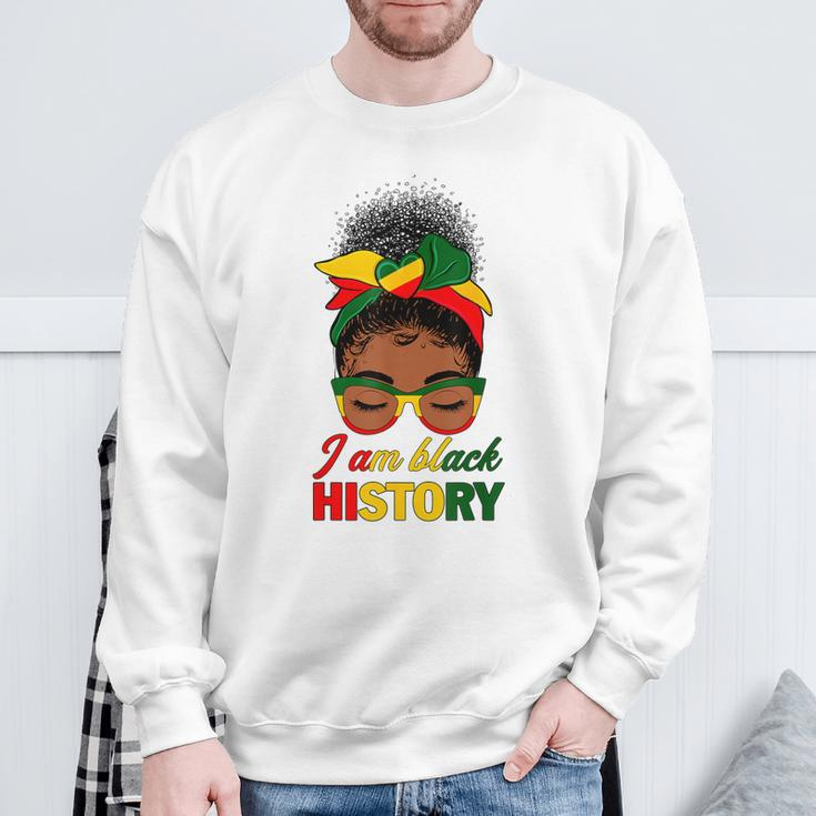 Messy Bun Hair I Am Black History African American Women Sweatshirt Gifts for Old Men