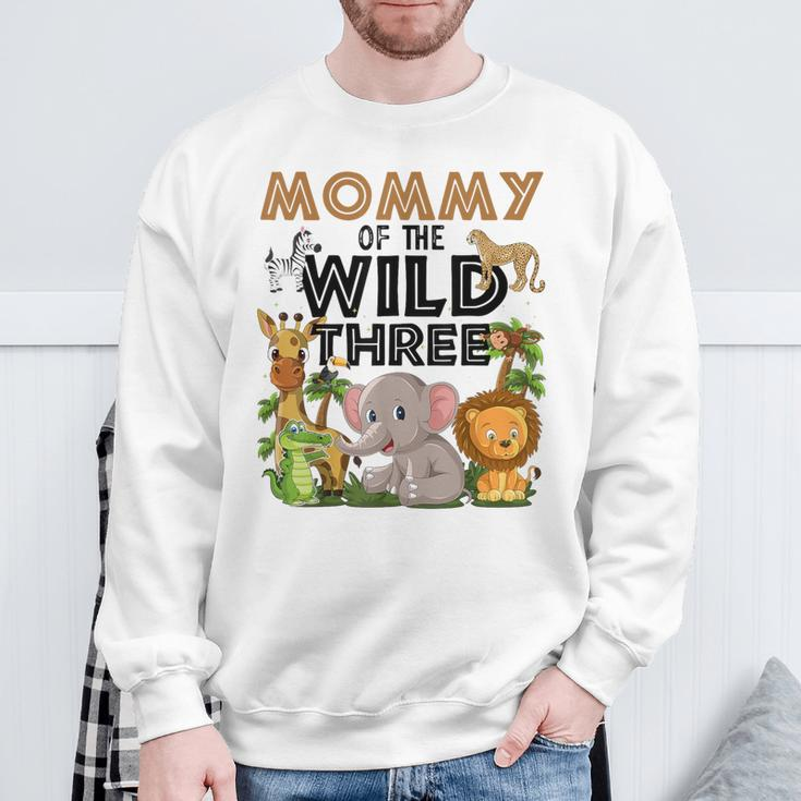 Mommy Of The Wild Three Birthday 3Rd Safari Jungle Family Sweatshirt Gifts for Old Men