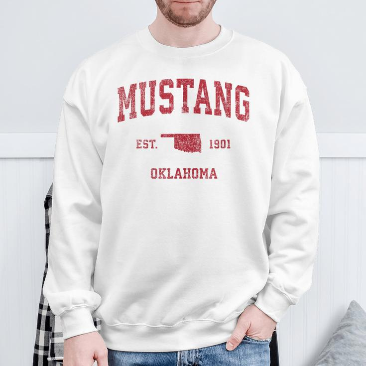 Mustang Oklahoma Ok Vintage Sports Red PrintS Sweatshirt Geschenke für alte Männer