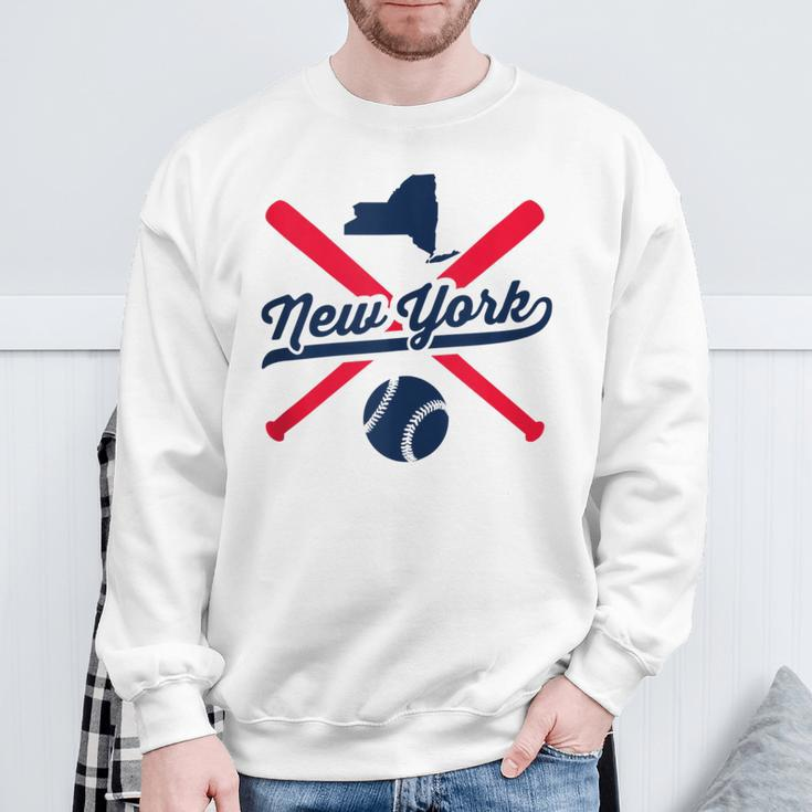 New York Baseball Vintage State Pride Love City Red Sweatshirt Gifts for Old Men