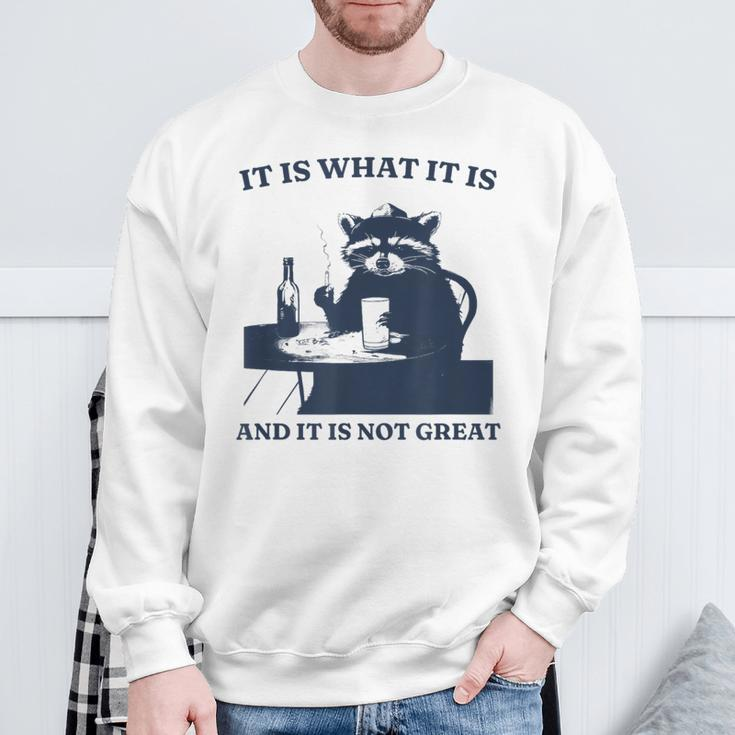 It Is What It Is And It Is Not Great Raccoon Meme Sweatshirt Gifts for Old Men