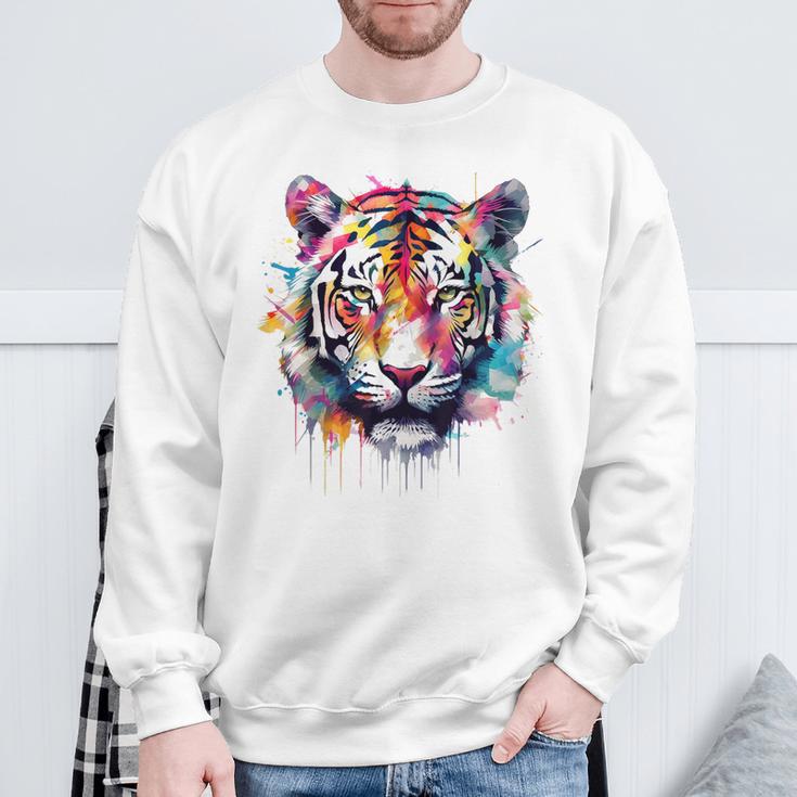 Obra De Arte De Tigre Colorido Animal Arte Tigre Camisa de entrenamiento Regalos para ancianos