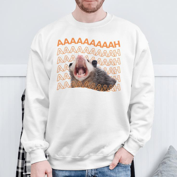 Opossum Screaming Possum Trash Cat Meme Women Sweatshirt Gifts for Old Men