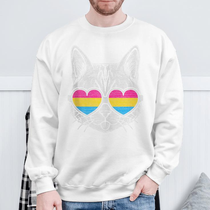 Pansexual Cat With Glasses Lgbt Pride Sweatshirt Gifts for Old Men