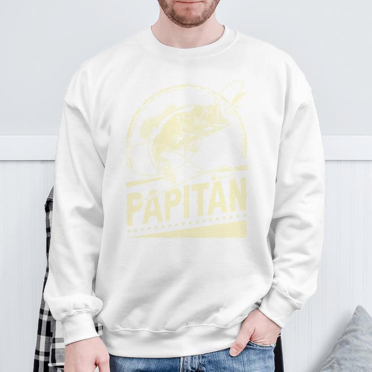 Papitän Papa Anglerintage-Look Sweatshirt Geschenke für alte Männer