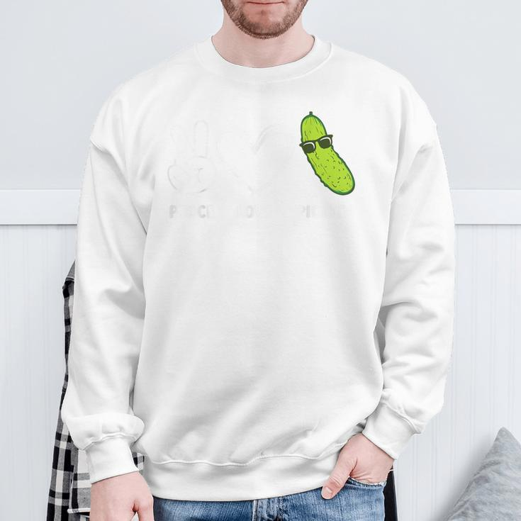 Peace Love Pickles Lover Retro Food Lover Sweatshirt Gifts for Old Men