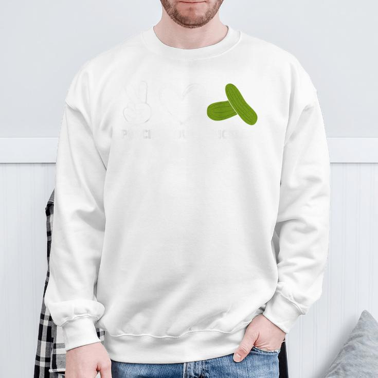 Peace Love Pickles Lover Retro Pickle Squad Sweatshirt Gifts for Old Men
