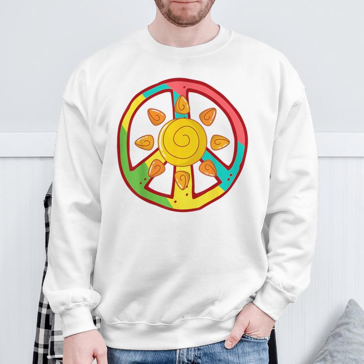 Peace Sign Love Ancient Aztec Sun Tie Dye HippieSweatshirt Gifts for Old Men