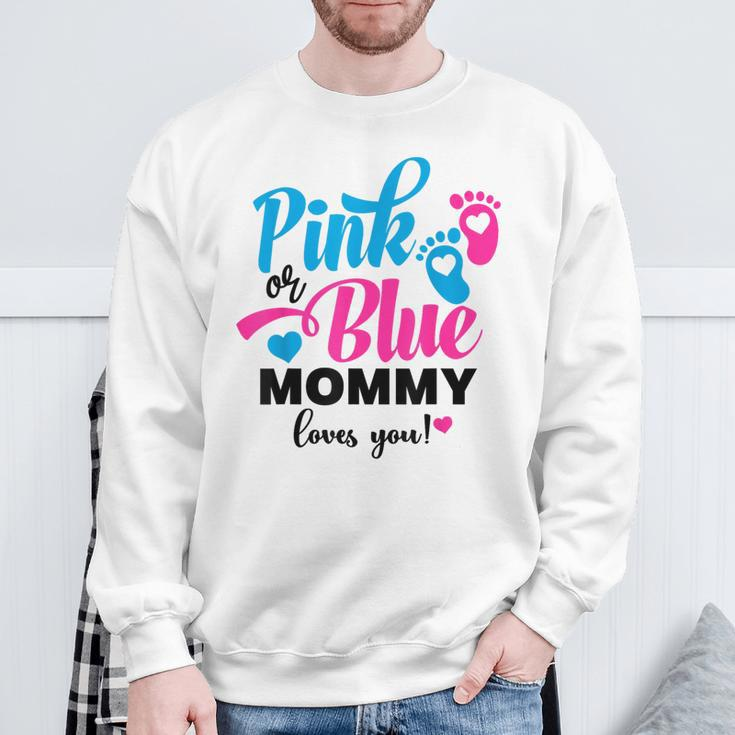 Pink Or Blue Mommy Loves You Gender Reveal Baby Announcement Sweatshirt Gifts for Old Men