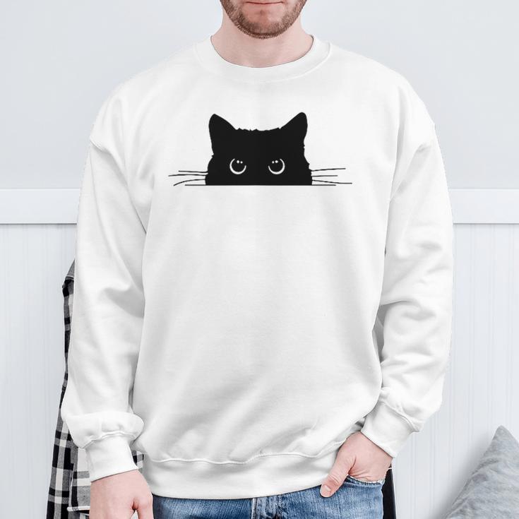 Pocket Black Cat Lover Women Sweatshirt Gifts for Old Men