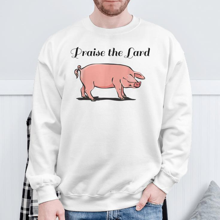 Praise The Lard Barbecue Bacon Lover Sweatshirt Gifts for Old Men