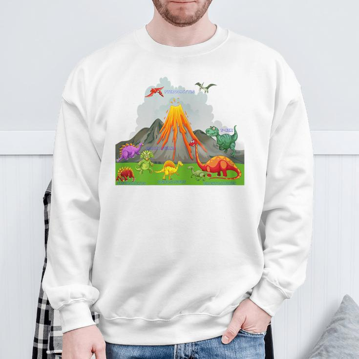 Prehistoric Landscape Dinosaurs Volcano Mountains Sweatshirt Gifts for Old Men