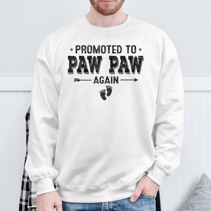 Promoted To Paw Paw Again Grandparents Baby Announcement Sweatshirt Gifts for Old Men