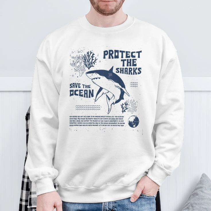 Protect The Local Sharks Scuba Diving Save The Ocean Sweatshirt Gifts for Old Men