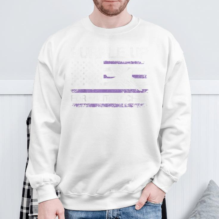 Purple Up For Military Child Month Air Force Us Flag Sweatshirt Gifts for Old Men