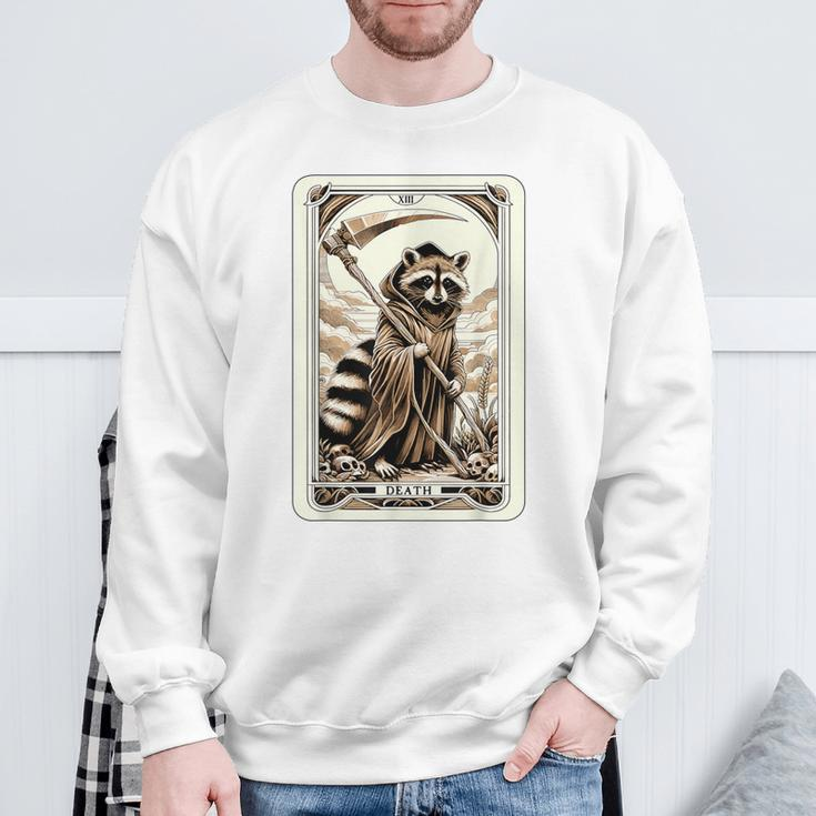 Raccoon Tarot Card Death Witchcraft Occult Raccoon Sweatshirt Gifts for Old Men