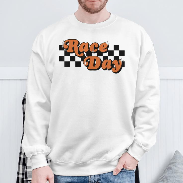 Race Day Checkered Flag Racing Driver Cheer Mama Sweatshirt Gifts for Old Men