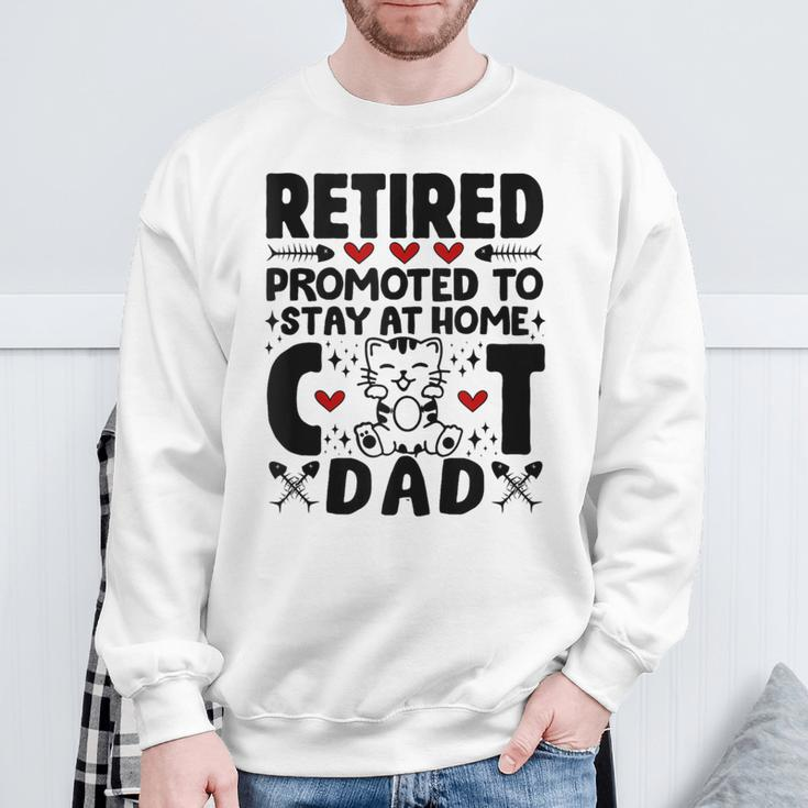 Retired Promoted To Stay At Home Cat Dad Cats Owner Lovers Sweatshirt Gifts for Old Men