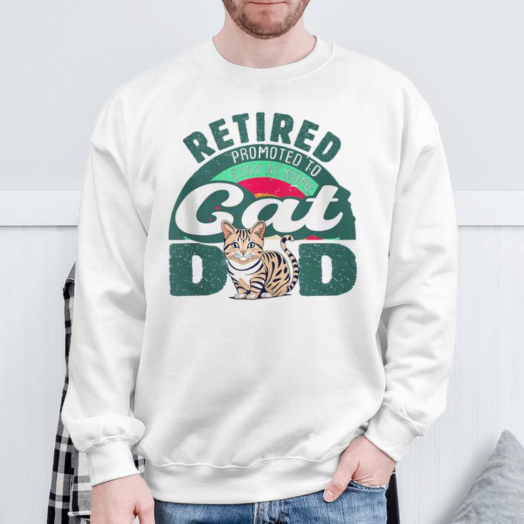 Retired Promoted To Stay At Home Cat Dad Retired Cats Owner Sweatshirt Gifts for Old Men