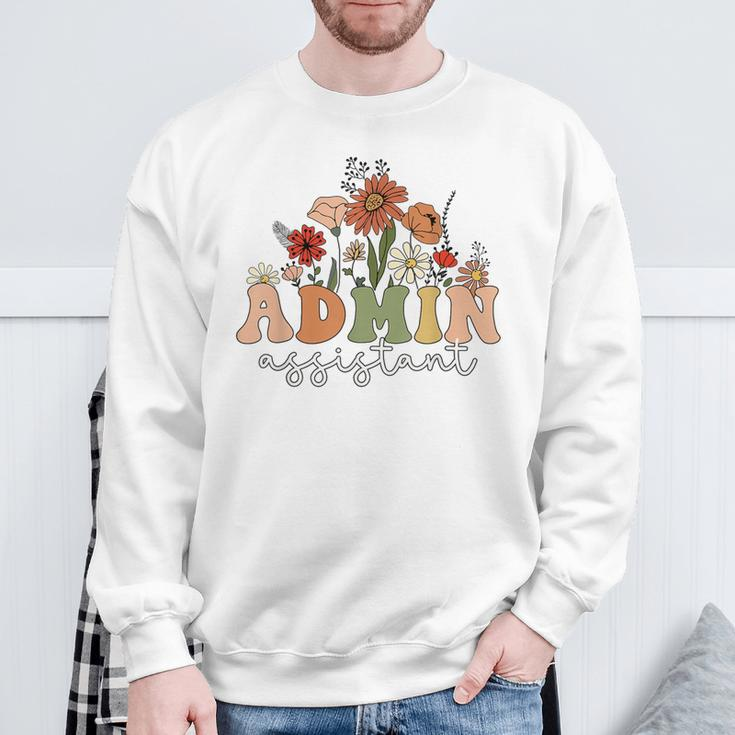 Retro Admin Assistant Wildflowers Administrative Assistant Sweatshirt Gifts for Old Men