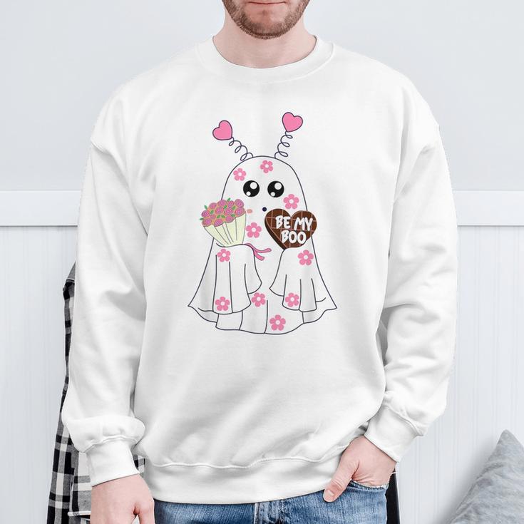 Retro Be My Boo Cute Ghost With Balloon Valentines Day Sweatshirt Gifts for Old Men