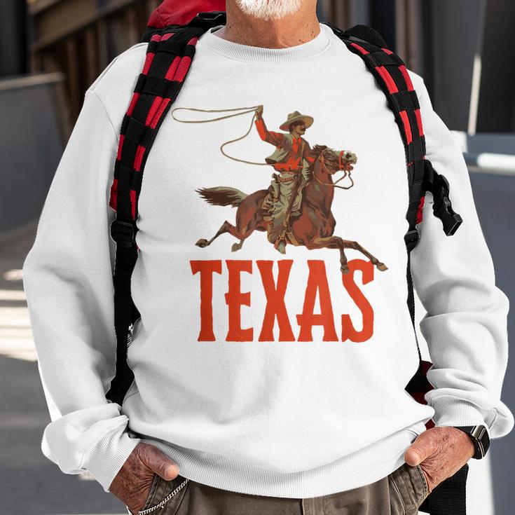 Retro Roping Cowboy & Bronco Texas Sweatshirt Gifts for Old Men