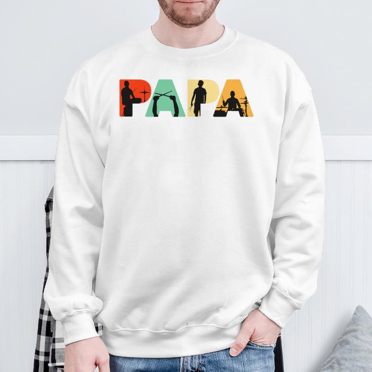 Retro Schlagzeug Papa Lustig Papa Schlagzeuger Sweatshirt Geschenke für alte Männer