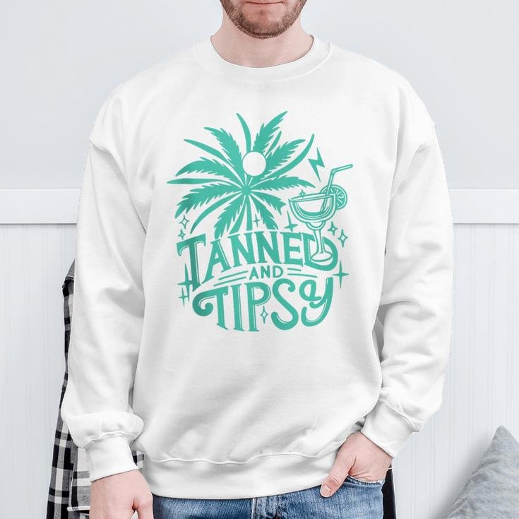 Retro Tanned And Tipsy Beach Summer Vacation Sweatshirt Gifts for Old Men