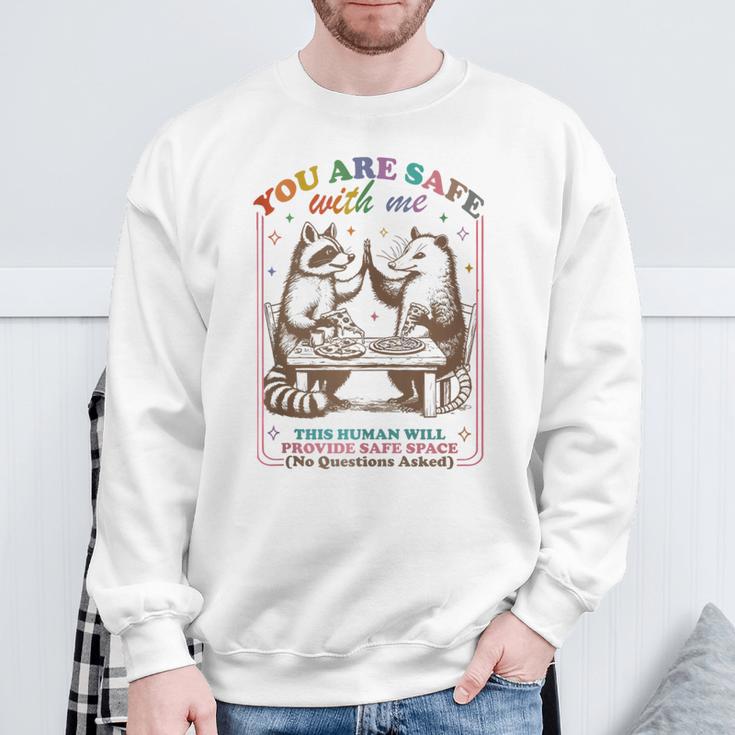 You Are Safe With Me Lgbtq Straight Ally This Human Will Sweatshirt Gifts for Old Men