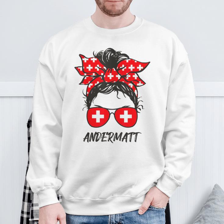 Schweizer Flagge Brille Mädchen Andermatt Sweatshirt Geschenke für alte Männer