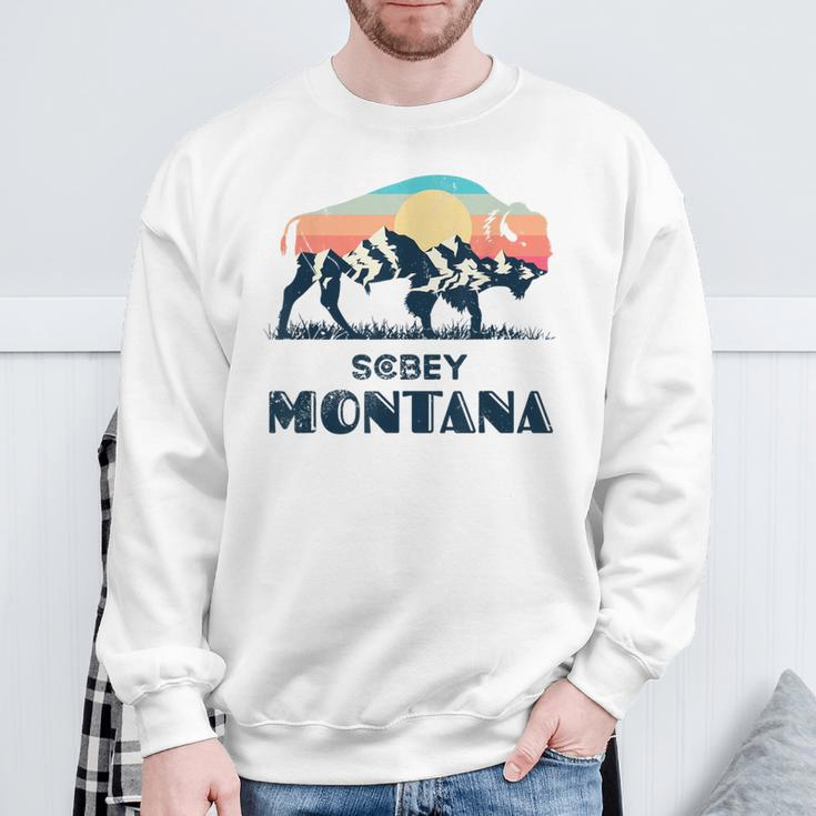 Scobey Montana Vintage Hiking Bison Nature Sweatshirt Gifts for Old Men