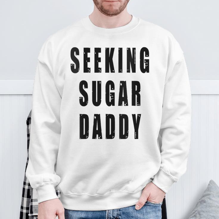 Seeking Sugar Daddy Dad Geburtstagatertag Papa Lustiger Witz Mit-Ausschnitt Sweatshirt Geschenke für alte Männer