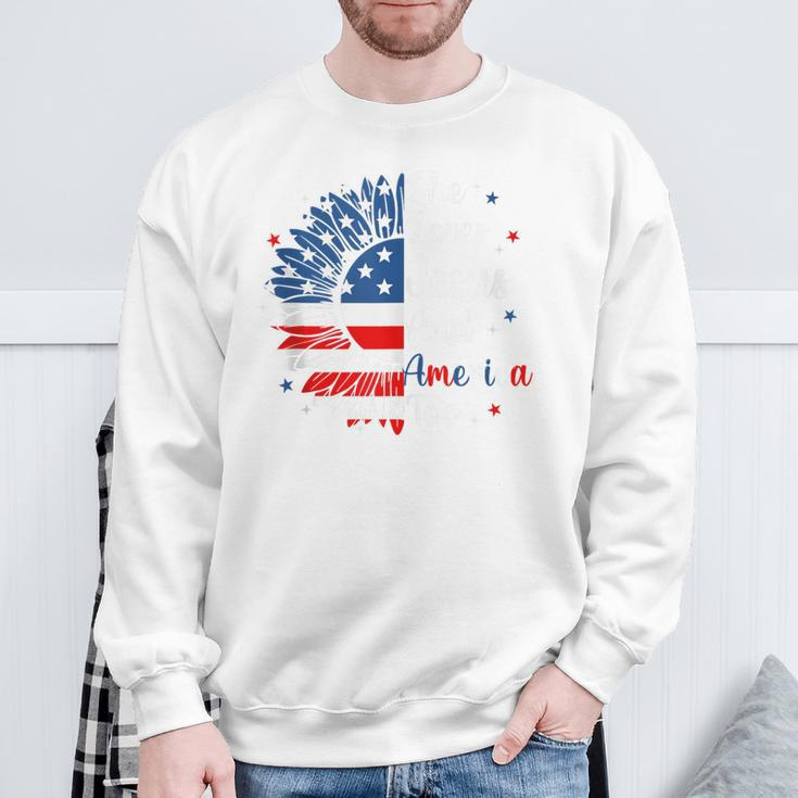 She Loves Jesus And America Too Sunflower Usa Flag Sweatshirt Gifts for Old Men