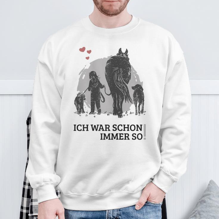 Spaziergang Pferd Hund Mädchen Pferdemensch Sweatshirt Geschenke für alte Männer