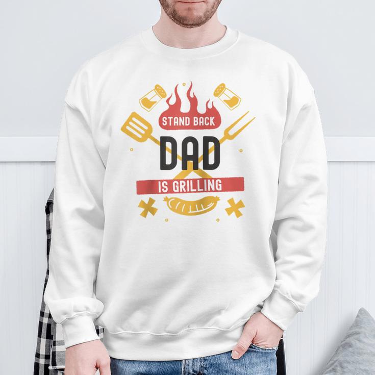 Stand Back Papa Grillt Raglan Sweatshirt Geschenke für alte Männer